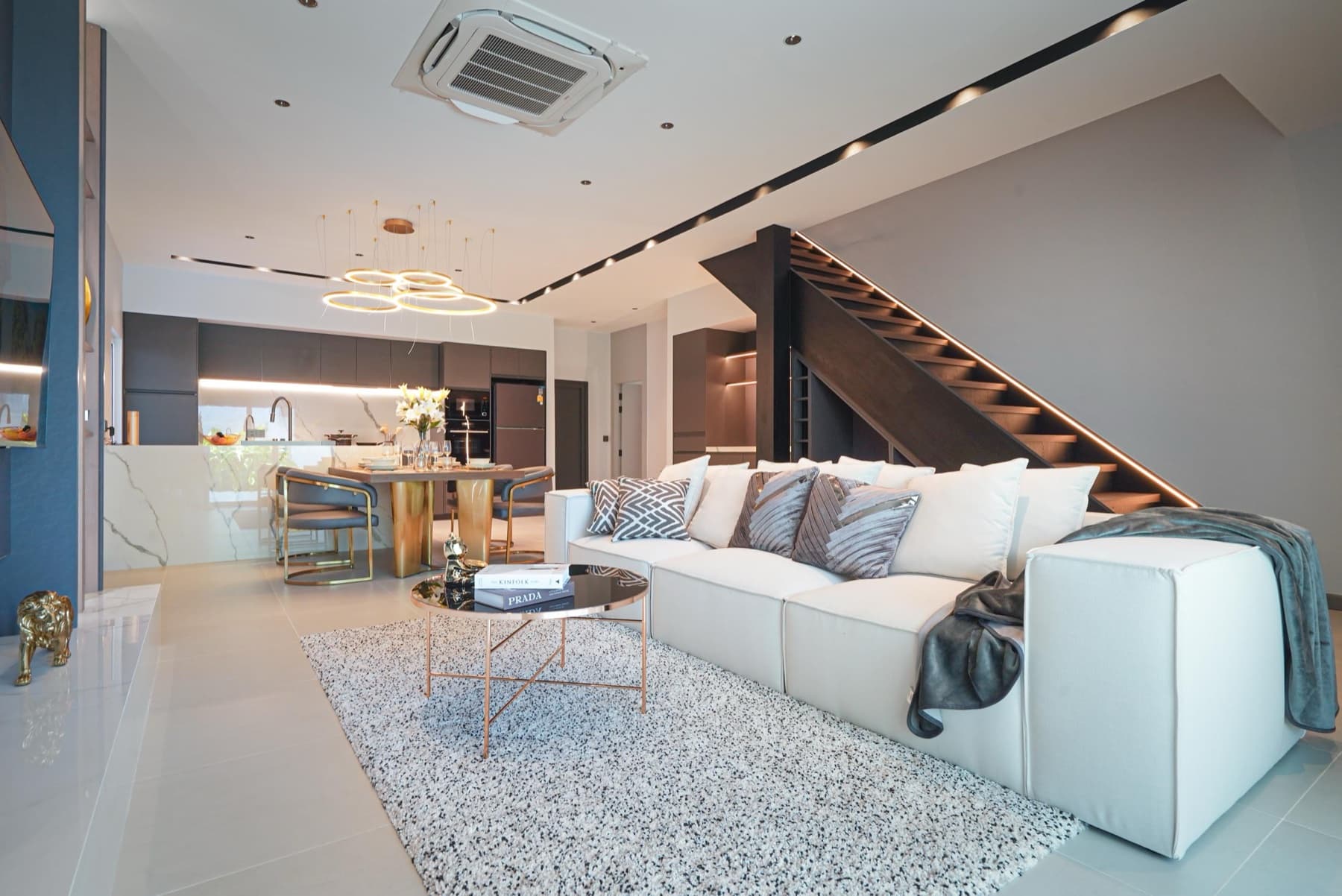The open great room at the Villa Azure compound, where a group of 15 or more gathers.